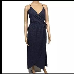 Urban Outfitters Polka Dot Wrap Slip Maxi Dress Size L Preppy